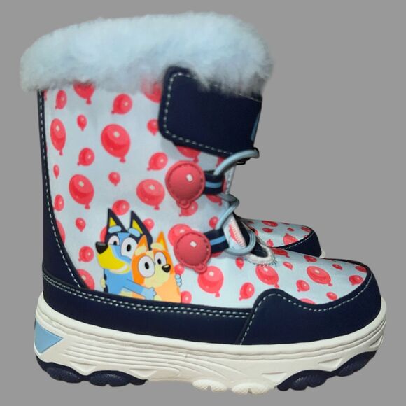 Bluey Snow Boots Toddler Size 10 Disney Bingo Blue Pink Balloons NEW - Picture 4 of 9